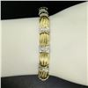 Image 4 : 14K Two Tone Gold 1.35 ctw Round Diamond Textured X O Oval Link Tennis Bracelet