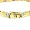 Image 5 : 14K Two Tone Gold 1.35 ctw Round Diamond Textured X O Oval Link Tennis Bracelet