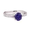Image 1 : 1.70 ctw Blue Sapphire and Diamond Ring - 18KT White Gold