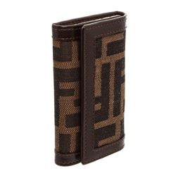 Fendi Brown Zucca Canvas Leather 6 Key Holder