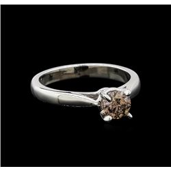 14KT White Gold 0.67 ctw Round Cut Fancy Brown Diamond Solitaire Ring