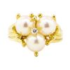 Image 2 : 0.05 ctw Diamond and Pearl Ring - 14KT Yellow Gold