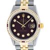 Image 1 : Rolex Mens 2 Tone 14K Maroon & Ruby Channel Set Diamond Datejust Wristwatch