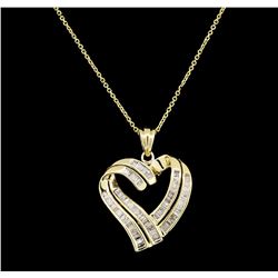 1.00 ctw Diamond Pendant With Chain - 14KT Yellow Gold