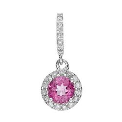 14k White Gold 0.90CTW Pink Topaz and Diamond Pendant, (I1-I2/G-H)