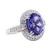 Image 1 : 7.05 ctw Tanzanite and Diamond Ring - Platinum