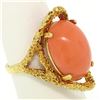 Image 6 : 18k Yellow Gold Large Cabochon FINE Coral Nugget Textured Solitaire Ring