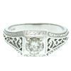 Image 1 : 14k White Gold Etched Open Filigree Work .51 ctw Diamond Solitaire Ring