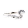 Image 1 : 0.30 ctw Black and White Diamond Ring - 14KT White Gold