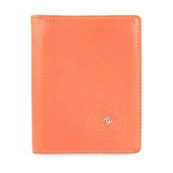 Chanel Orange Coral Camellia Bifold Card Holder Wallet