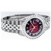 Image 3 : Rolex Mens Stainless Steel Red Vignette Roman Diamond Datejust Wristwatch With W