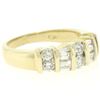 Image 2 : 14K Solid Yellow Gold 1.14 ctw Bar Set Round & Baguette Diamond Band Ring Size 7