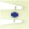 Image 4 : 14k White Gold 3.03 ctw Diamond and Cushion Cut Tanzanite Quality Modern Ring