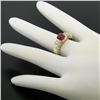 Image 5 : 14k Yellow Gold 1.21 ctw Cabochon Ruby Solitaire Ring w/ 4 Diamond Accents