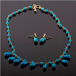 Tiffany & Co. turquoise & 18k necklace/earring set