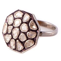 Diamond and Blackened Silver Ring