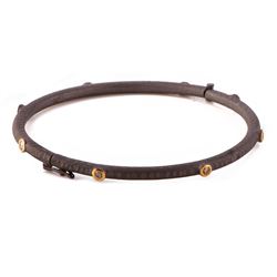 Diamond, 14k Gold & Blackened Silver Hinged Bangle