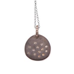 Diamond and Blackened Silver Pendant & Chain