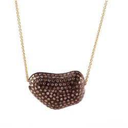 Diamond, Silver and 14k Gold Bean Pendant-Necklace
