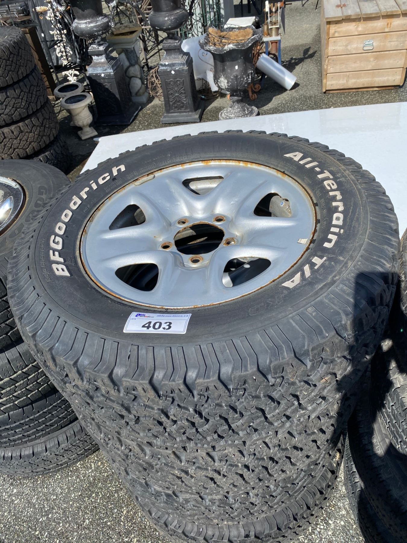 SET OF 4 BF GOODRICH ALL TERRAIN T/A LT285/65R18 TIRES M&S ON RIMS ...