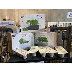 3 SMART GARDENS & GROW PODS (2 WILD STRAWBERRY, 1 LAVENDER, 1 THYME, 1 EXPERIMENTAL, 1 MINI TOMATO,