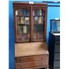 Image 2 : ANTIQUE OAK DROP FRONT SECRETARY CABINET (BOOKS NOT INCLUDED) 34"W X 17"D X 88"H