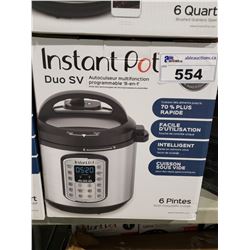 INSTANT POT DUO SV 8-IN-1 MULTI-USE PROGRAMMABLE PRESSURE COOKER 6 QUART