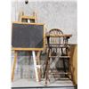 Image 2 : VINTAGE HIGH CHAIR & CHILDRENS CHALK BOARD