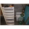 Image 2 : ROLLING CONTAINERS, FAN, & GLASS LAMP
