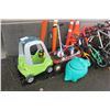 Image 2 : CHILDRENS PEDDLE CAR, SCOOTER, BICYCLE, & STORAGE BIN