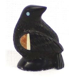 Zuni Carved Jet Crow Fetish by Edison Bobelu
