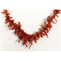Native American Navajo Red Branch Coral Necklace