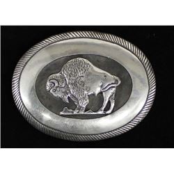 Vintage Navajo Sterling Buffalo Belt Buckle, Bahe