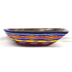 Hand Beaded Wood Bowl by Kathy Kills Thunder