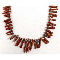 Navajo Turquoise & Coral Necklace