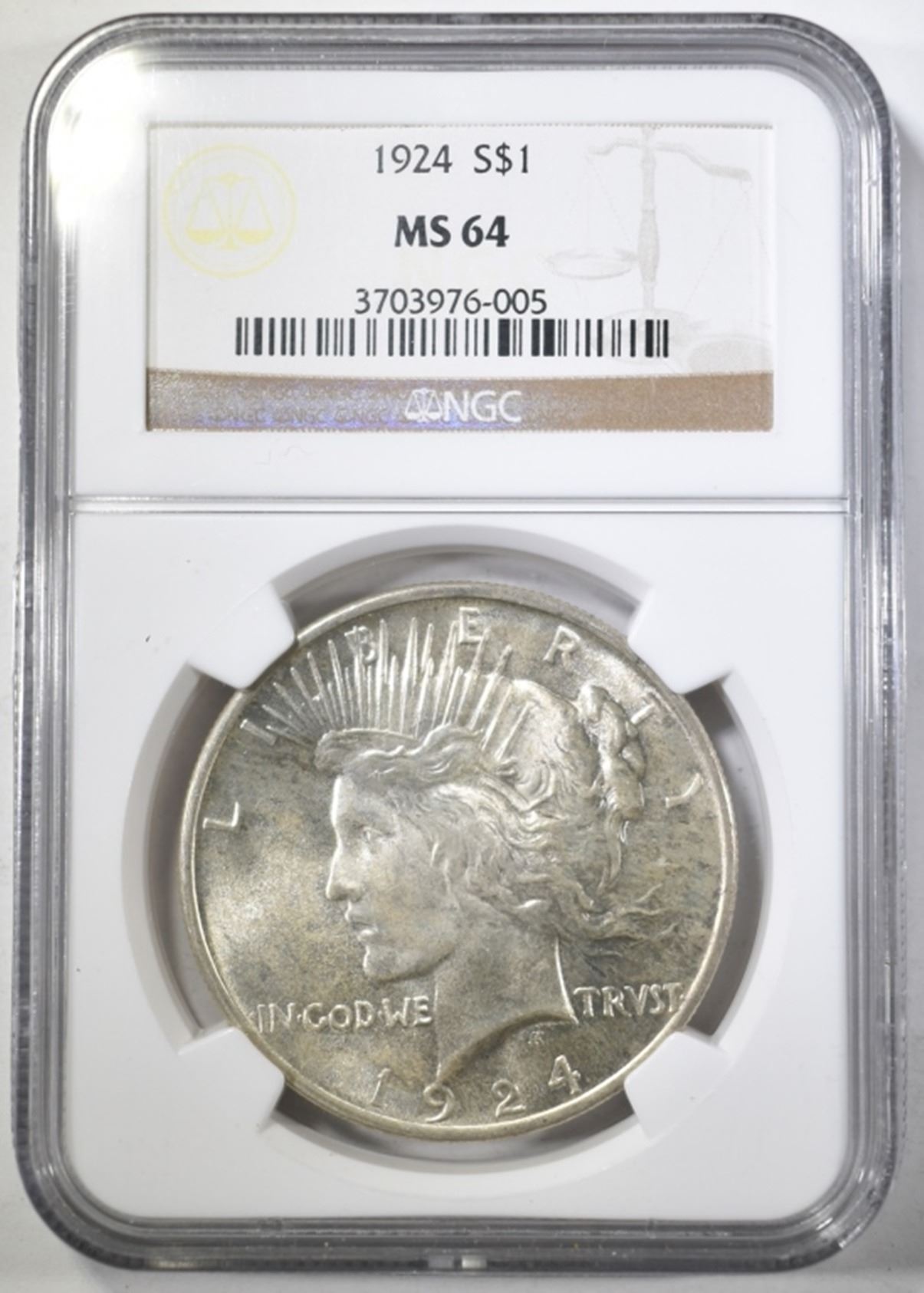 1924 PEACE DOLLAR NGC MS-64