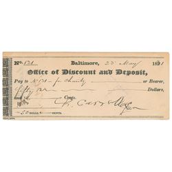 Charles Carroll of Carrollton Signed Check