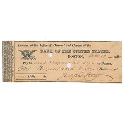 Joseph Story Signed Check