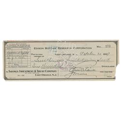 Thomas Edison Signed Check