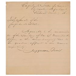 Jefferson Davis Letter Signed