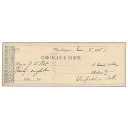 Winfield Scott Signed Check