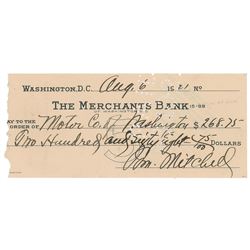 Billy Mitchell Signed Check