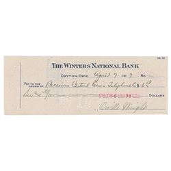 Orville Wright Signed Check