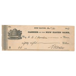 Noah Webster Signed Check
