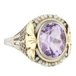Art Deco Gold/Amethyst filigree Ring