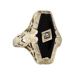 Art Deco Gold/Diamond/Onyx Ring