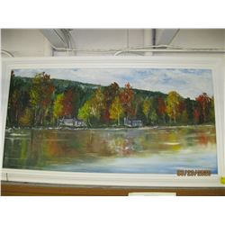 ORIGINAL PAINTING BY DAWN WADDEL 'CABINS ON LAKE' -37