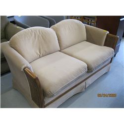 UPHOLSTERED LOVE SEAT WITH REED SIDES -1