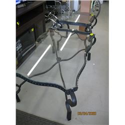 2 PC WROUGHT IRON & GLASS COFFEE & END TABLE -1