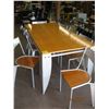 Image 1 : GREY METAL & WOOD TABLE W/8 CHAIRS